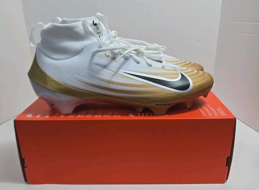 Nike Vapor Pro 1 Men's Cleats White Blk Metallic Gold FB3298 103 Size 12.5